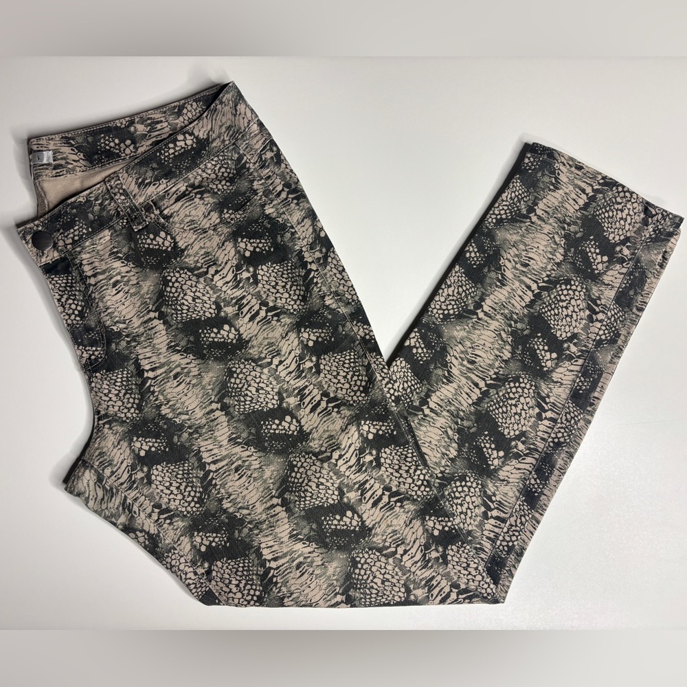 CAbi Snakeskin Print Jeans Animal Print Stretch Denim Size 16